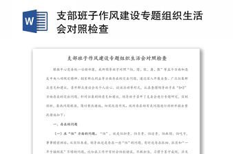 支部班子作風建設專題組織生活會對照檢查