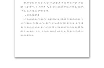 國企行政總監安全生產以案促改專題民主生活會個人發言提綱