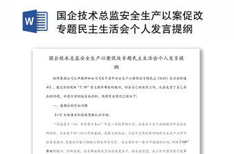 國企技術(shù)總監(jiān)安全生產(chǎn)以案促改專題民主生活會個人發(fā)言提綱