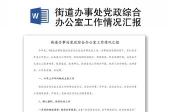 街道辦事處黨政綜合辦公室工作情況匯報