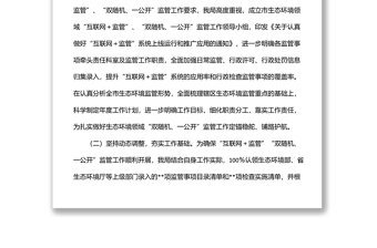 全市生態(tài)環(huán)境領(lǐng)域“互聯(lián)網(wǎng)＋監(jiān)管”暨“雙隨機、一公開”監(jiān)管工作匯報