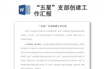 “五星”支部創(chuàng)建工作匯報