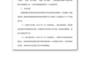 組織生活會(huì)和民主評(píng)議黨員工作方案