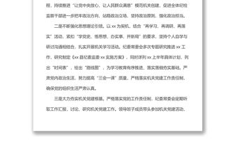 x縣紀(jì)委黨總支2022年上半年黨建工作總結(jié)