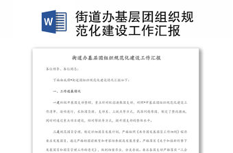 街道辦基層團組織規范化建設工作匯報