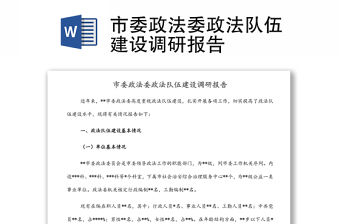 市委政法委政法隊伍建設調研報告