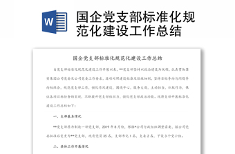 國企黨支部標準化規(guī)范化建設(shè)工作總結(jié)