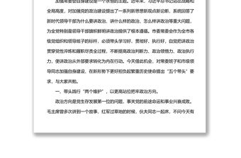 在市委常委會“提升政治三力”專題會議時的講話