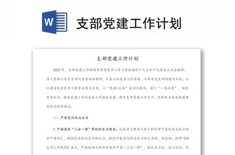 支部黨建工作計劃