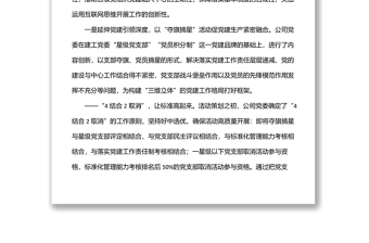 國企黨建工作經(jīng)驗交流材料：以“三維立體”工作格局夯實黨的工作基礎(chǔ)