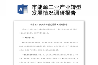 市能源工業(yè)產(chǎn)業(yè)轉(zhuǎn)型發(fā)展情況調(diào)研報告