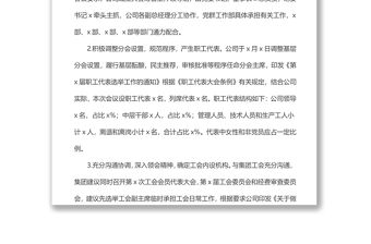 xx有限公司關于召開一屆一次職工代表大會、會員代表大會的情況報告