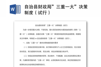 自治縣財政局”三重一大”決策制度（試行）