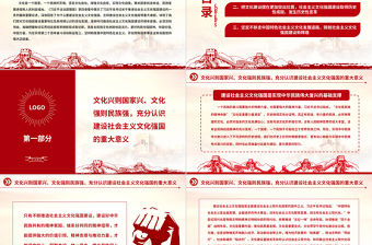 2022推進社會主義文化強國建設PPT簡約黨政風深入學習《習近平談治國理政》第四卷專題黨課課件