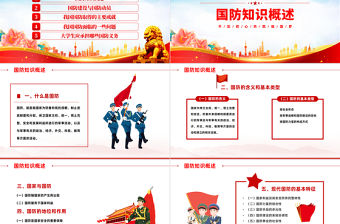 2022大學生國防教育PPT紅色卡通風第22個全民國防教育日主題班會課件模板下載