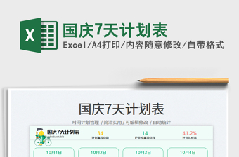國慶7天計劃表
