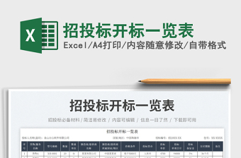招投標(biāo)開標(biāo)一覽表