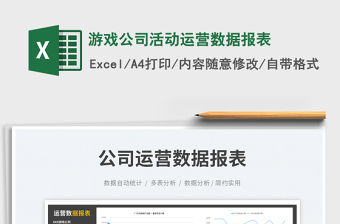 游戲公司活動運營數據報表