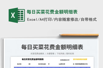 每日買菜花費金額明細表