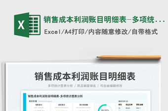 銷售成本利潤賬目明細表-多項統計圖表分析