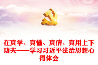 在真學、真懂、真信、真用上下功夫——學習習近平法治思想心得體會