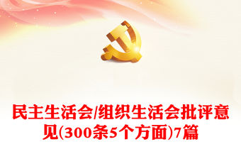 民主生活會/組織生活會批評意見(300條5個方面)7篇