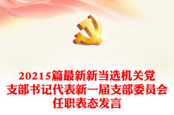 20215篇最新新當(dāng)選機關(guān)黨支部書記代表新一屆支部委員會任職表態(tài)發(fā)言