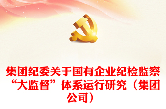 集團(tuán)紀(jì)委關(guān)于國有企業(yè)紀(jì)檢監(jiān)察“大監(jiān)督”體系運(yùn)行研究（集團(tuán)公司）
