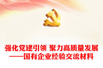 強化黨建引領 聚力高質量發展——國有企業經驗交流材料