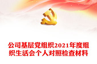 公司基層黨組織2021年度組織生活會(huì)個(gè)人對(duì)照檢查材料