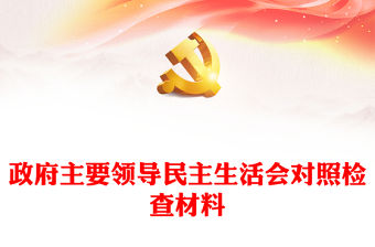 政府主要領導民主生活會對照檢查材料