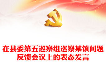 在縣委第五巡察組巡察某鎮問題反饋會議上的表態發言