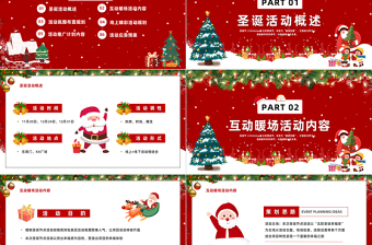2022圣诞节促销活动方案PPT红色卡通风商超圣诞快乐节日策划活动方案模板