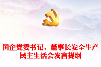 國企黨委書記、董事長安全生產民主生活會發言提綱