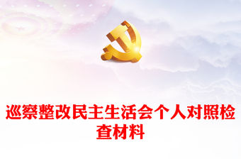 巡察整改民主生活會個人對照檢查材料