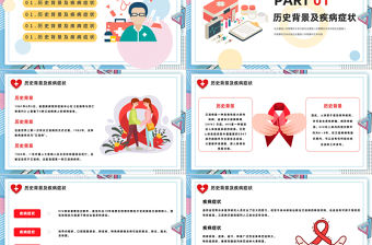 2022世界艾滋病日PPT卡通風第25個世界艾滋病日主題班會課件模板