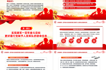 2022如期實(shí)現(xiàn)建軍一百年奮斗目標(biāo)PPT紅色精美風(fēng)軍隊(duì)部隊(duì)學(xué)習(xí)宣傳貫徹黨的二十大精神專題黨建黨政課件模板