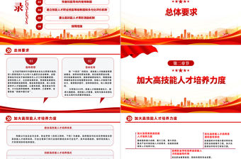 2022關于加強新時代高技能人才隊伍建設的意見PPT紅色黨政風加強新時代高技能人才隊伍建設的意見學習專題黨建黨課課件模板
