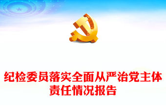 紀檢委員落實全面從嚴治黨主體責任情況報告