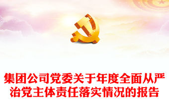 集團公司黨委關于年度全面從嚴治黨主體責任落實情況的報告