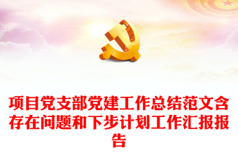 項(xiàng)目黨支部黨建工作總結(jié)范文含存在問題和下步計(jì)劃工作匯報(bào)報(bào)告