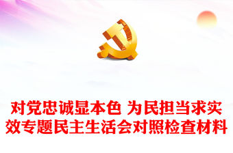 對黨忠誠顯本色 為民擔當求實效專題民主生活會對照檢查材料