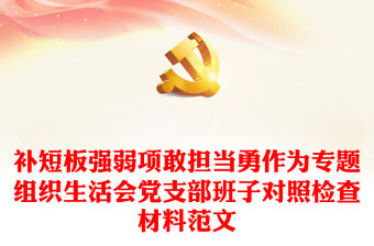 補短板強弱項敢擔當勇作為專題組織生活會黨支部班子對照檢查材料范文