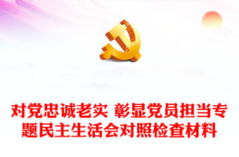 對黨忠誠老實 彰顯黨員擔當專題民主生活會對照檢查材料