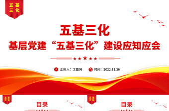 2022五基三化PPT紅色簡潔基層黨建五基三化建設應知應會黨員學習教育專題課件