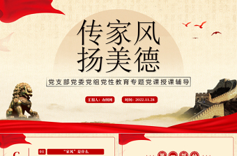 2022傳家風(fēng)揚(yáng)美德PPT中國(guó)風(fēng)傳家風(fēng)揚(yáng)美德家風(fēng)教育課件模板
