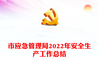 市應急管理局2022年安全生產工作總結