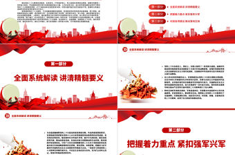 2022統一思想行動匯聚強軍力量PPT大氣簡潔全軍學習貫徹黨的二十大精神宣講團宣講活動綜述部隊黨課專題課件