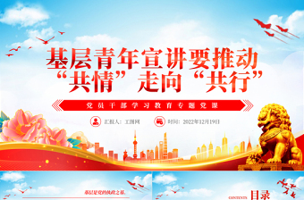 2022基層青年宣講要推動(dòng)“共情”走向“共行”PPT紅色精美風(fēng)黨員干部學(xué)習(xí)教育專題黨課黨建課件