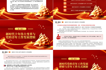 2023新時代十年黨的青年工作發(fā)展邏輯PPT紅色精美風(fēng)黨員干部學(xué)習(xí)教育專題黨課黨建課件